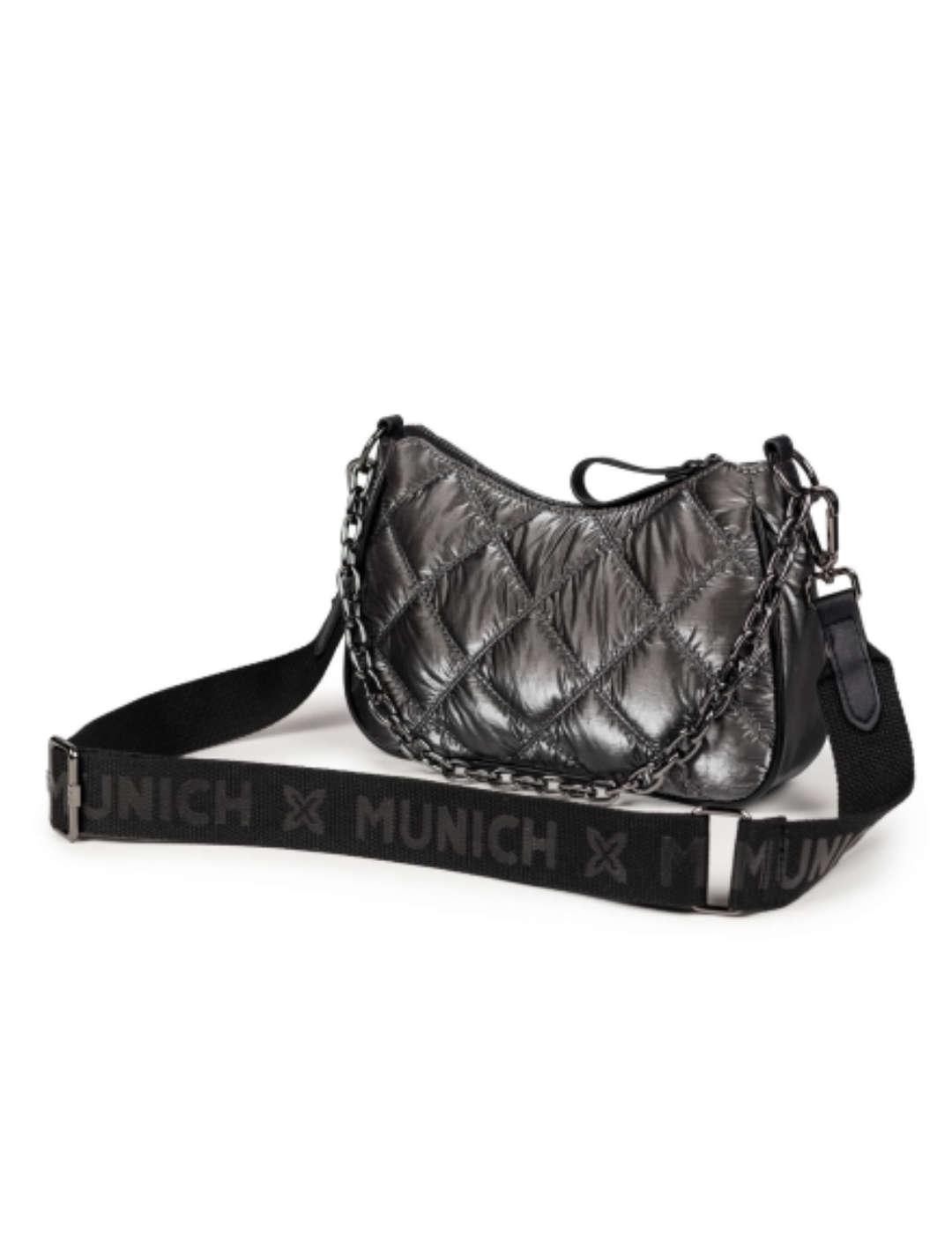 Bolso Munich acolchado color gris metalizado para mujer