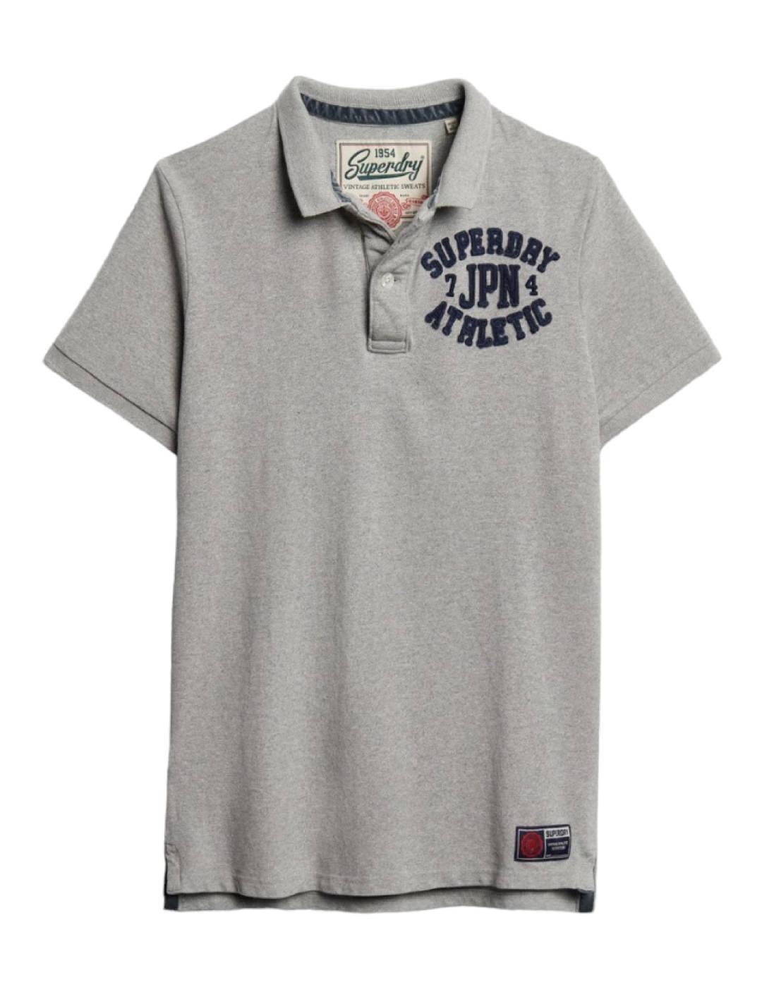 Polo Superdry Vintage gris claro manga corta para hombre