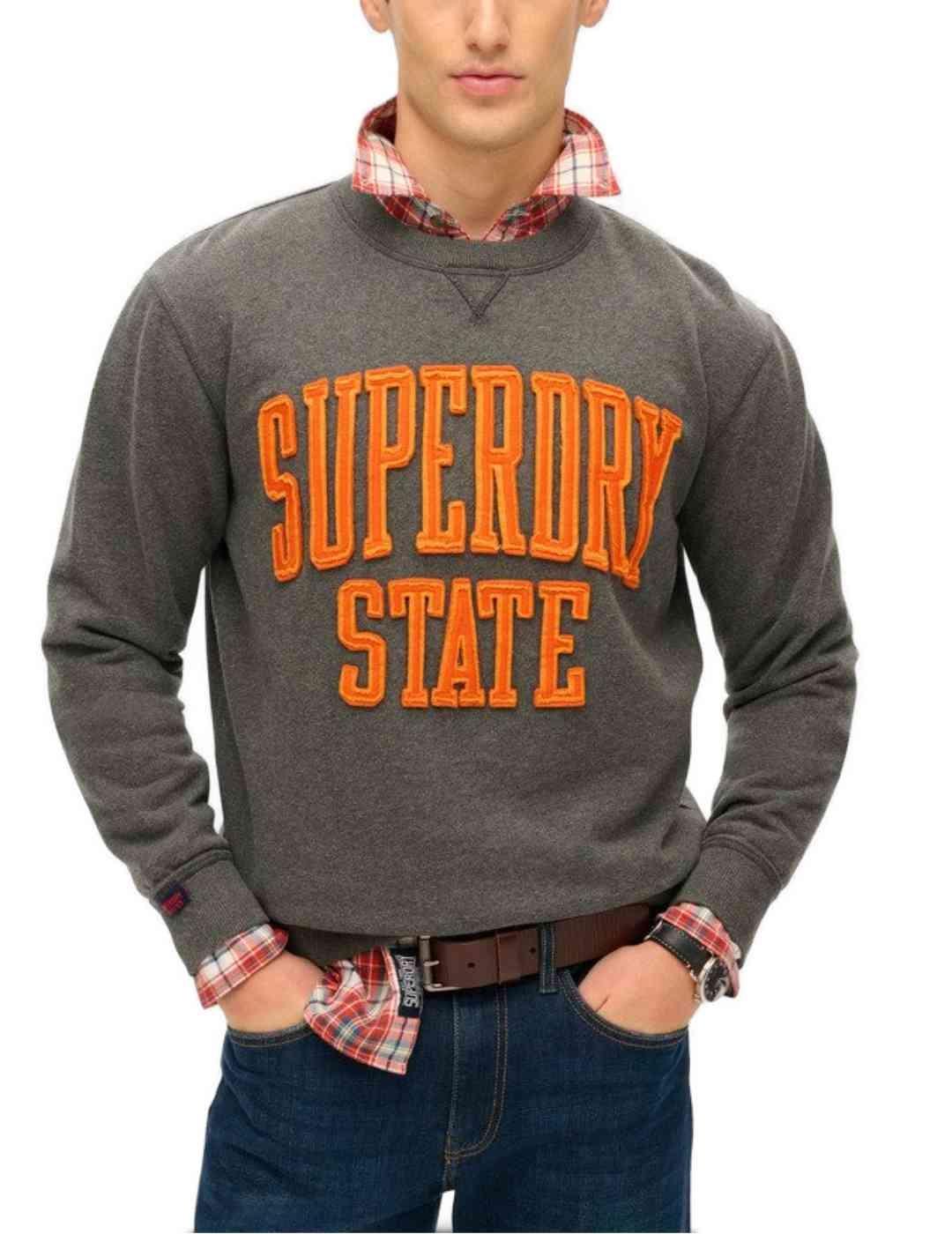 Sudadera Superdry Vintage gris sin capucha para hombre