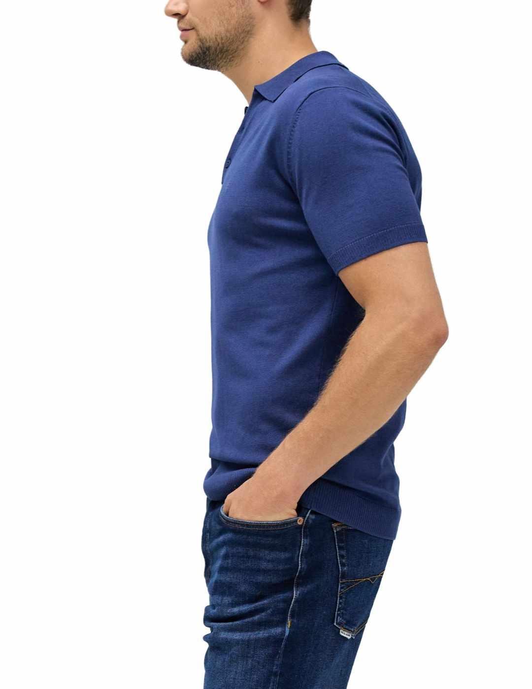 Polo de punto Salsa manga corta azul marino para hombre