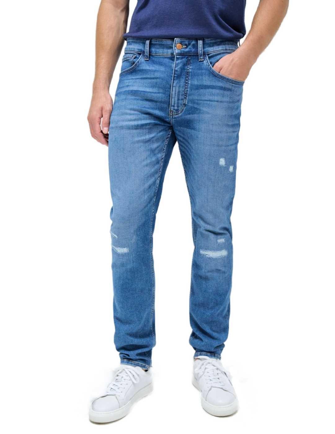 Pantalón vaquero Salsa Slim s-active rotos azul de hombre