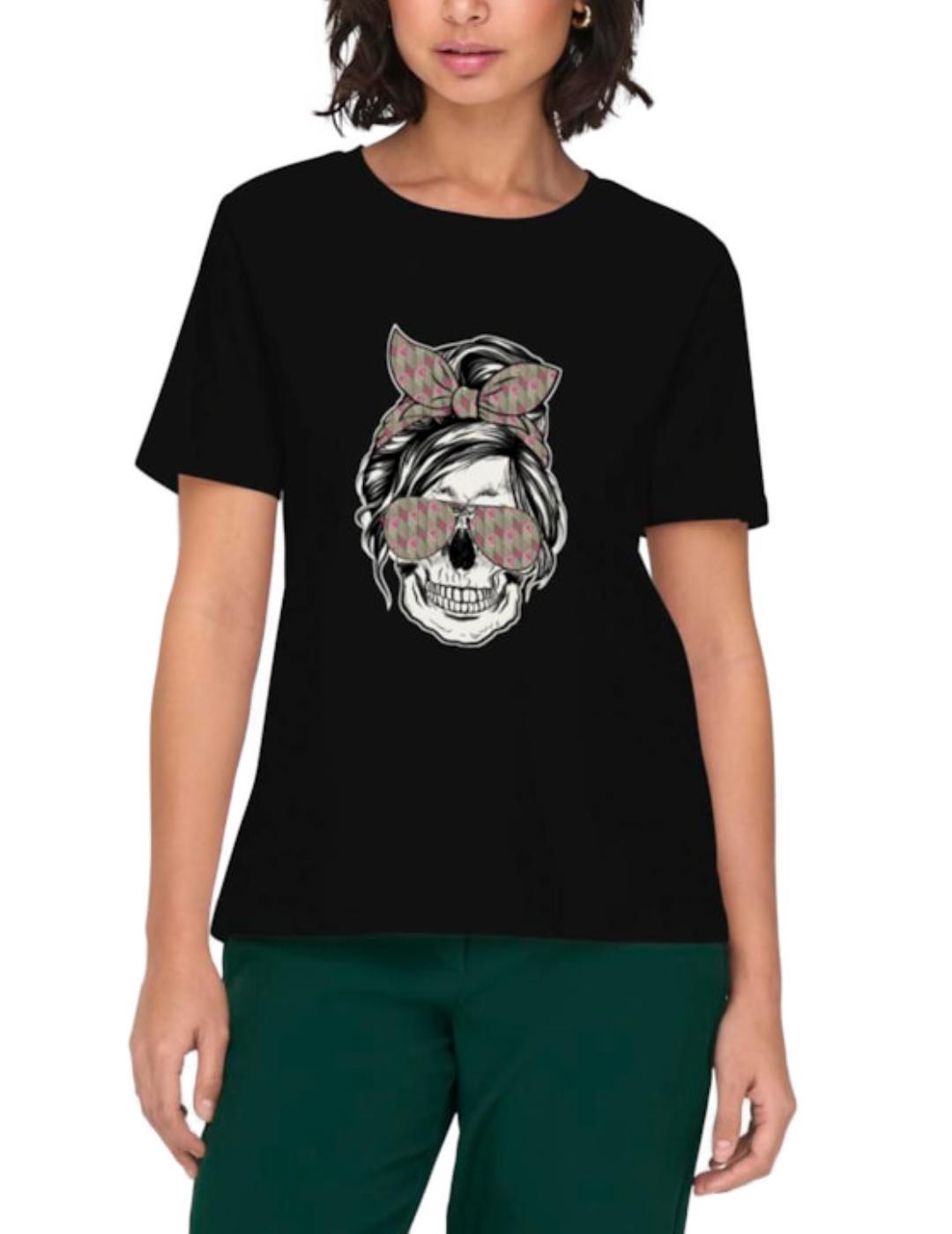 Camiseta negra calavera mujer sale