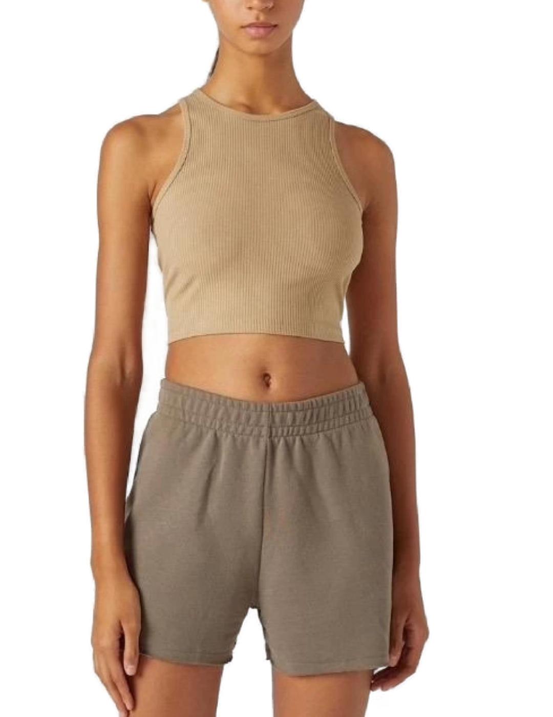 Top crop Only Vilma en color Beige oscuro sisa para mujer