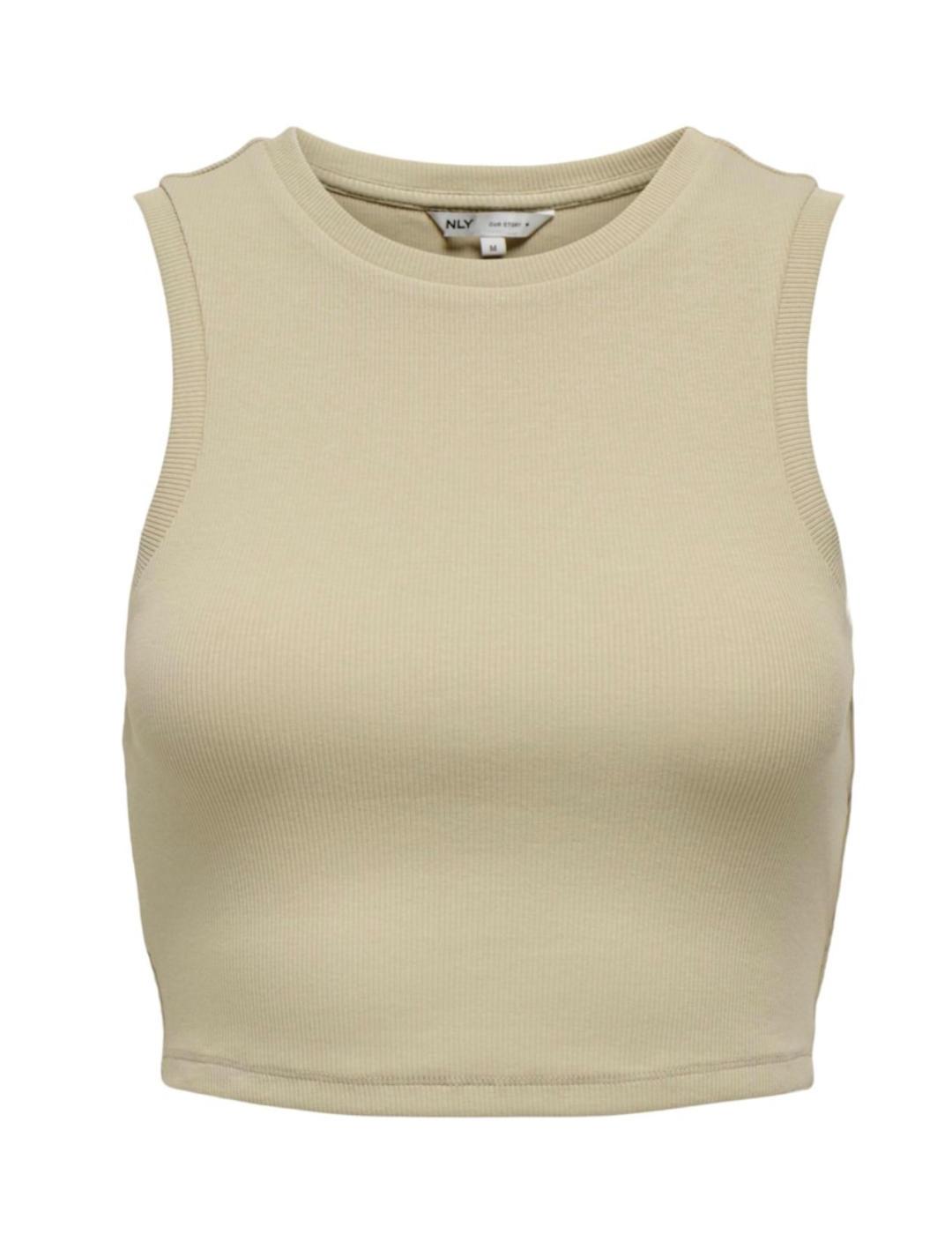 Top crop Only Vilma en color Beige oscuro sisa para mujer