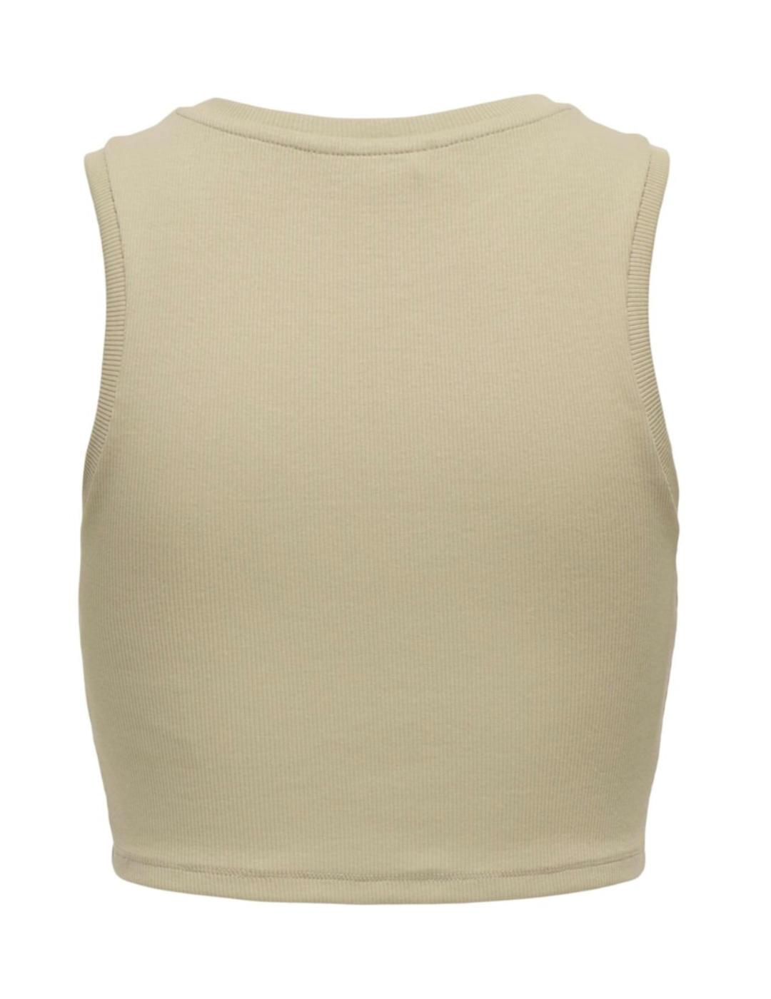 Top crop Only Vilma en color Beige oscuro sisa para mujer