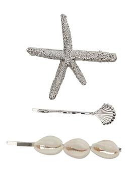 Set Only 3 kit clips para el pelo plata estilo playero mujer