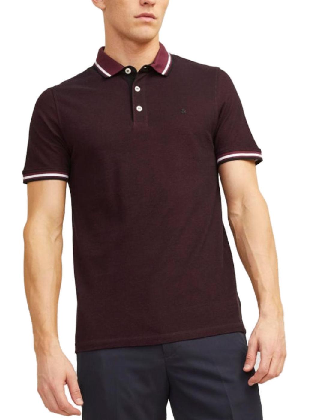 Polo Jack/df01Jones Paulos burdeos de manga corta para hombre