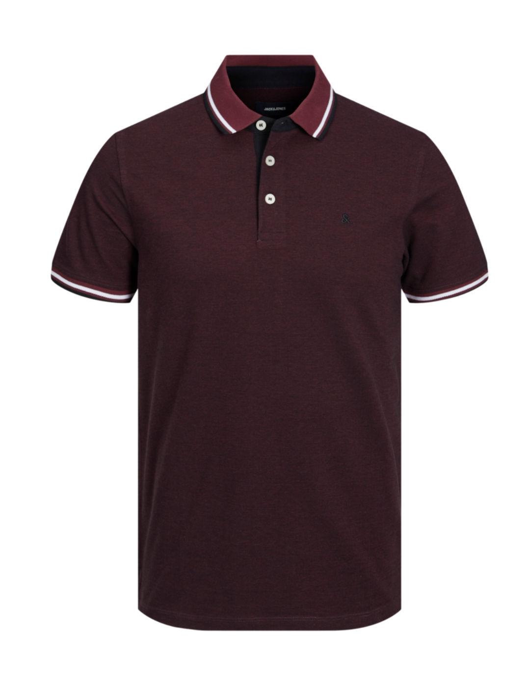 Polo Jack/df01Jones Paulos burdeos de manga corta para hombre