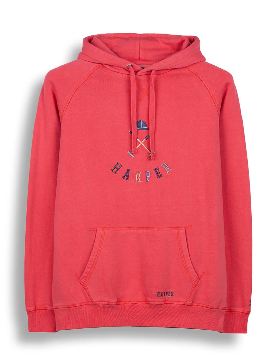 Sudadera Harper Sport logo rojo con capucha para hombre