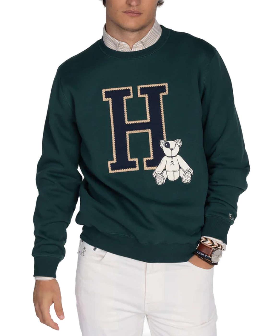 Sudadera Harper&Neyer Harvard verde sin capucha para hombre