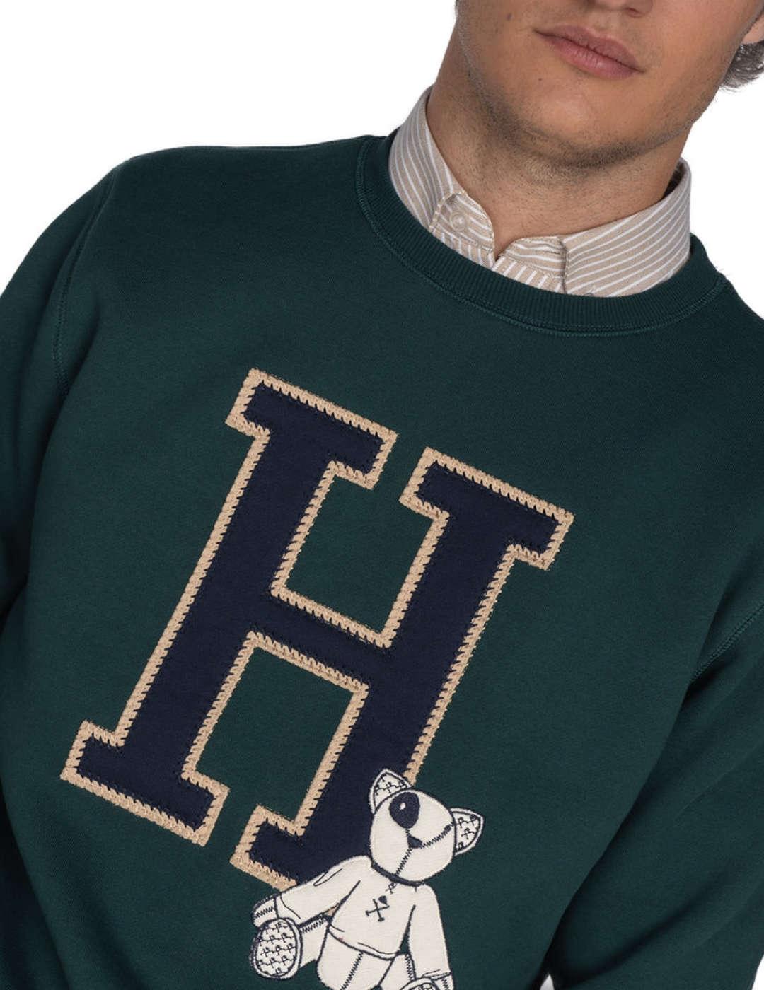 Sudadera Harper&Neyer Harvard verde sin capucha para hombre