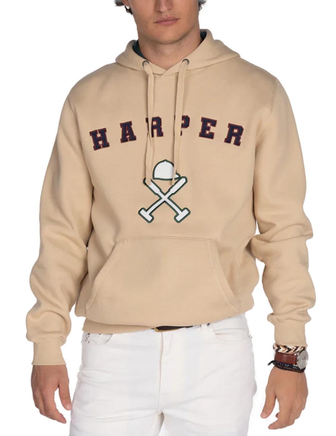 Sudadera Harper Retro con capucha camel logotipo para hombre