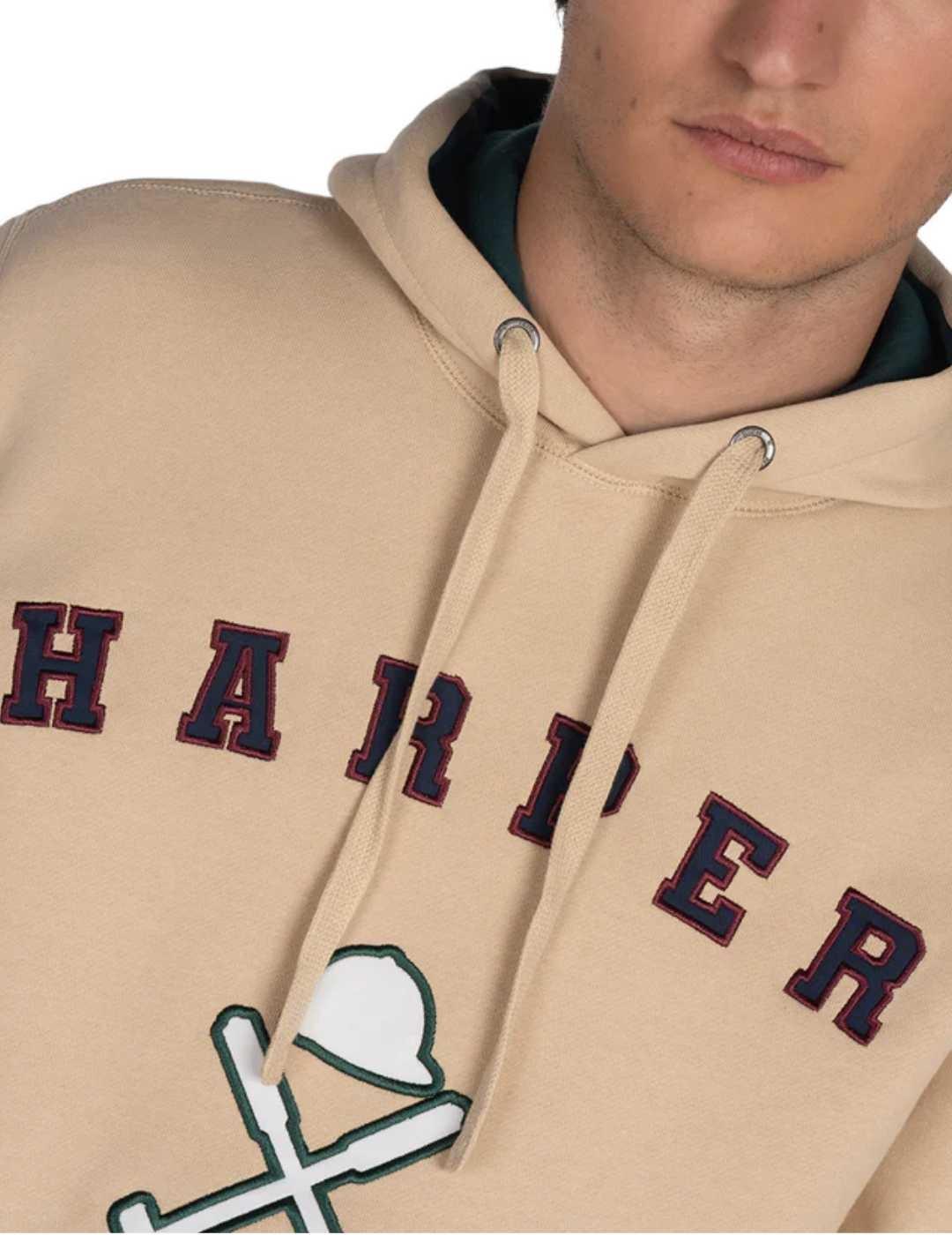 Sudadera Harper Retro con capucha camel logotipo para hombre