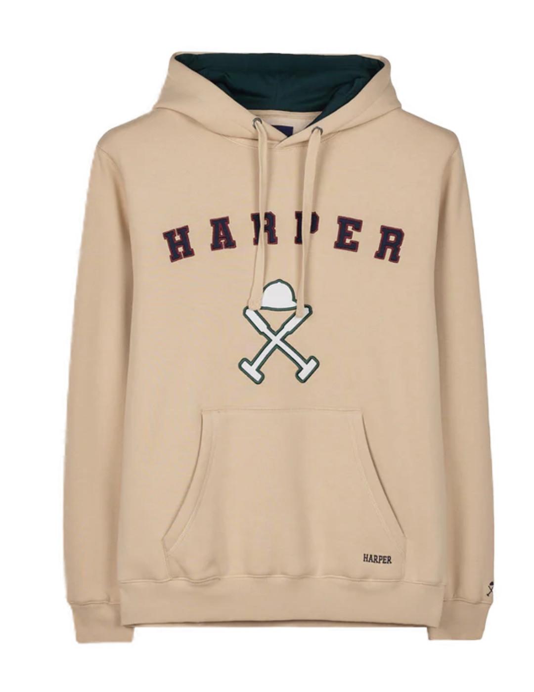 Sudadera Harper Retro con capucha camel logotipo para hombre