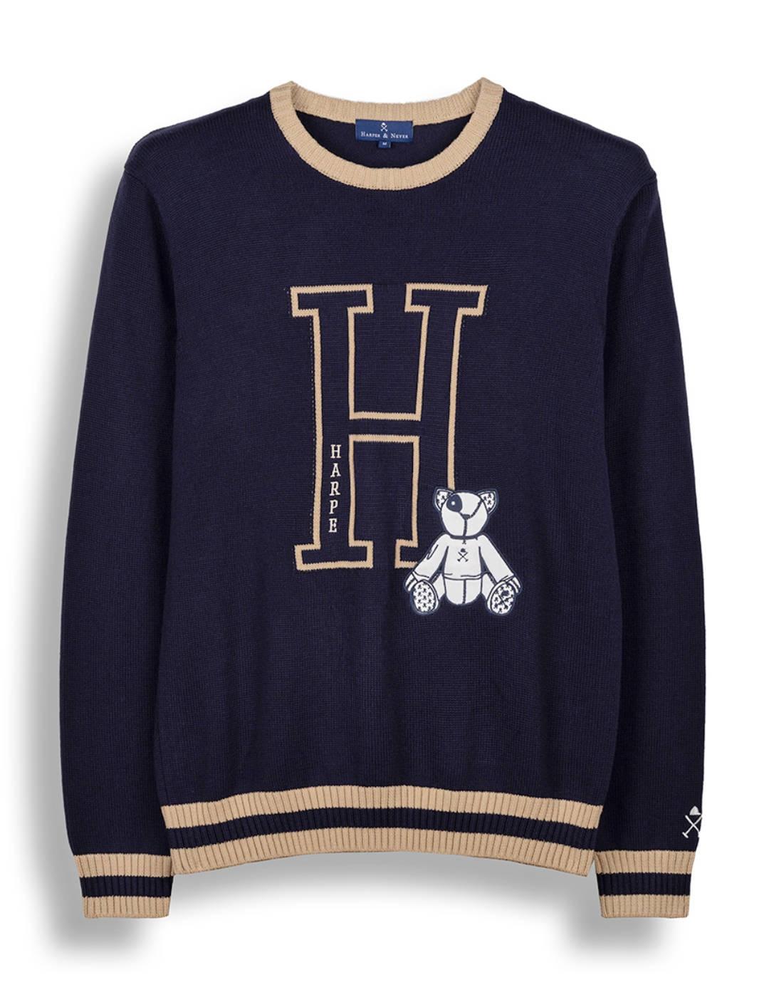 Jersey de punto Harper&Neyer Harvard azul y beige de hombre