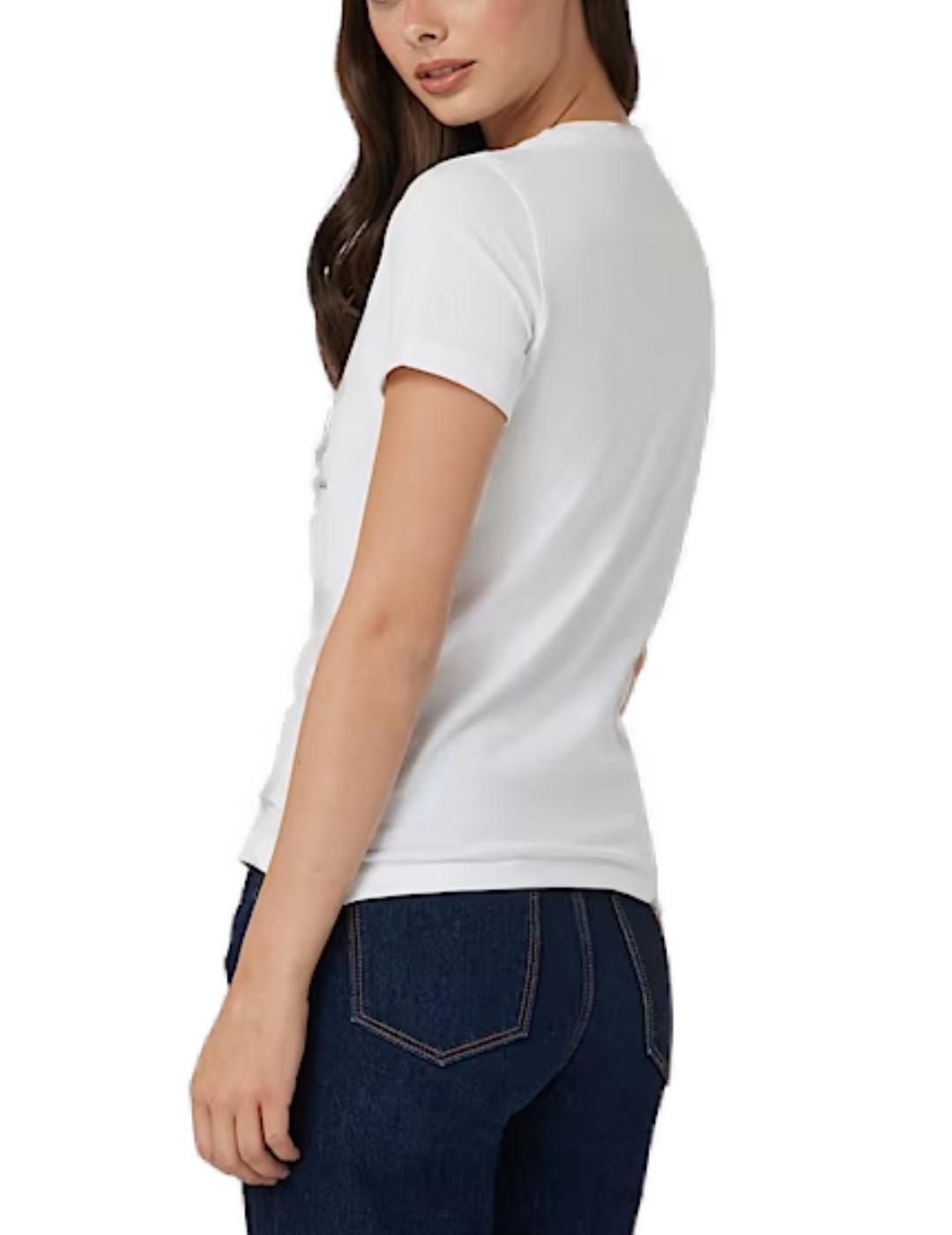 Camiseta Guess Icon blanco logotipo manga corta para mujer