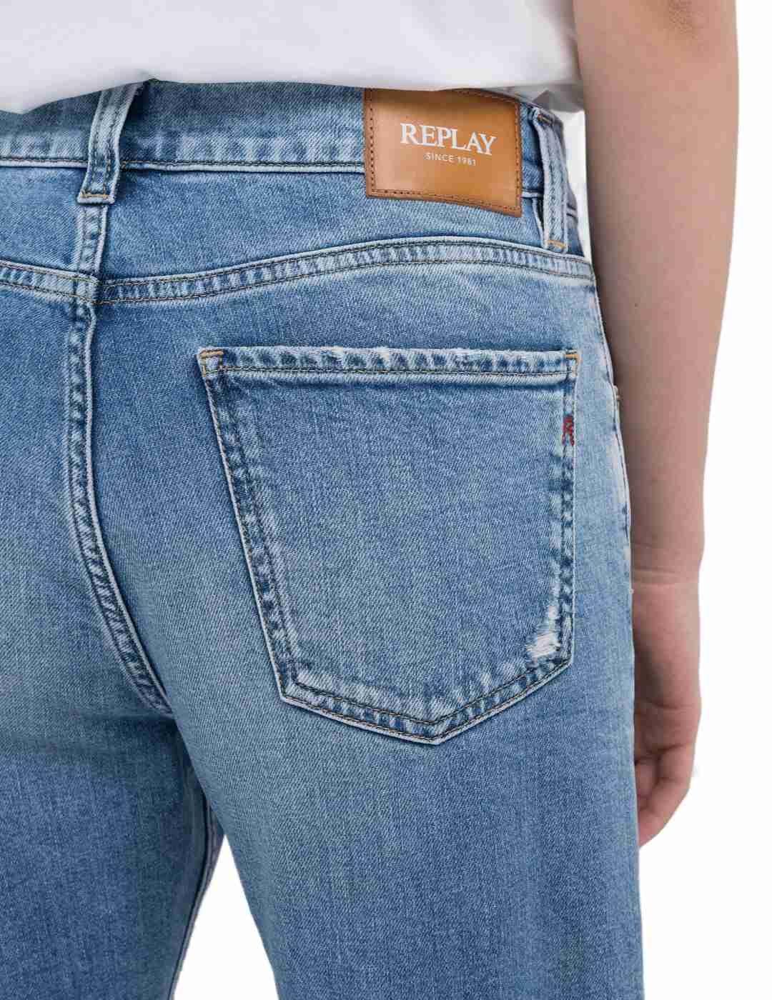 Pantalón vaquero Replay Maijke azul claro rotos para mujer