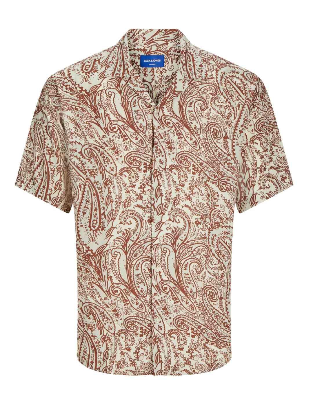 Camisa Jack&Jones Jeff beige paisley manga corta para hombre