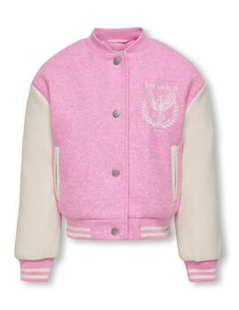 Chaqueta bomber Only Kids Nanvy rosa y beige para niña