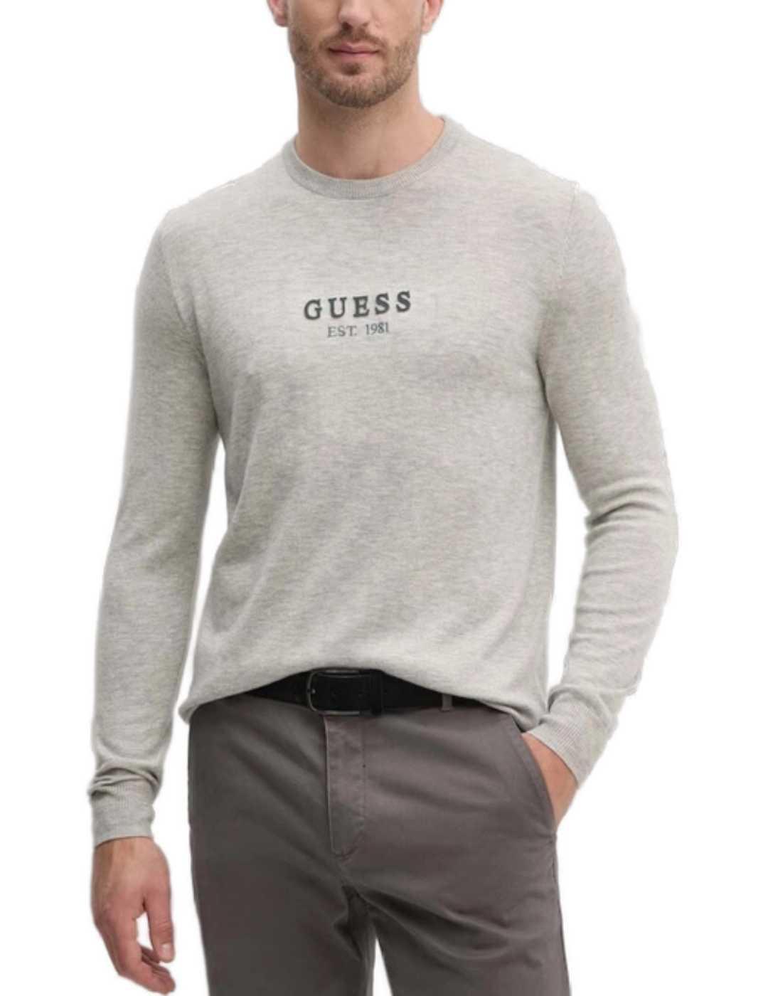 Jersey de lana Guess Doran gris claro slim fit para hombre