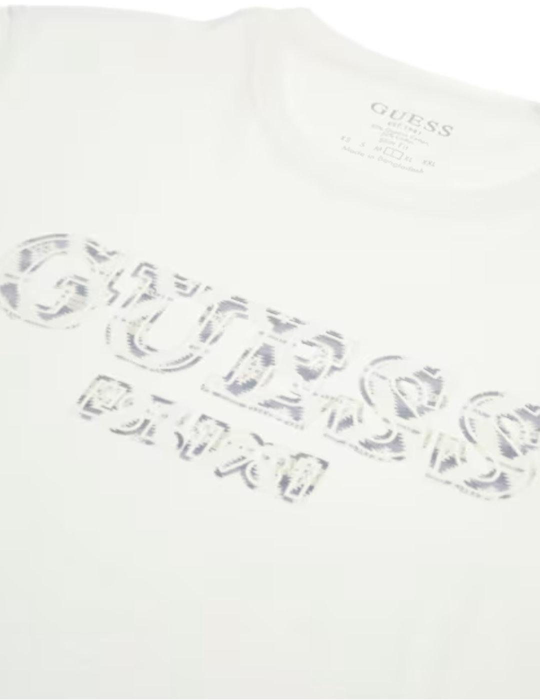 Camiseta Guess Logo blanca manga corta para hombre