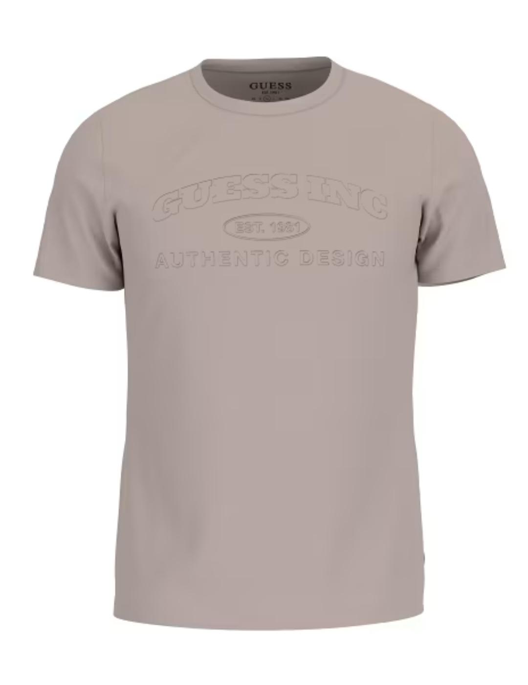 Camiseta Guess Clud marrón manga corta logotipo para hombre