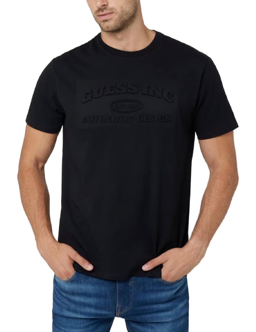 Camiseta Guess Clud negra manga corta logotipo para hombre