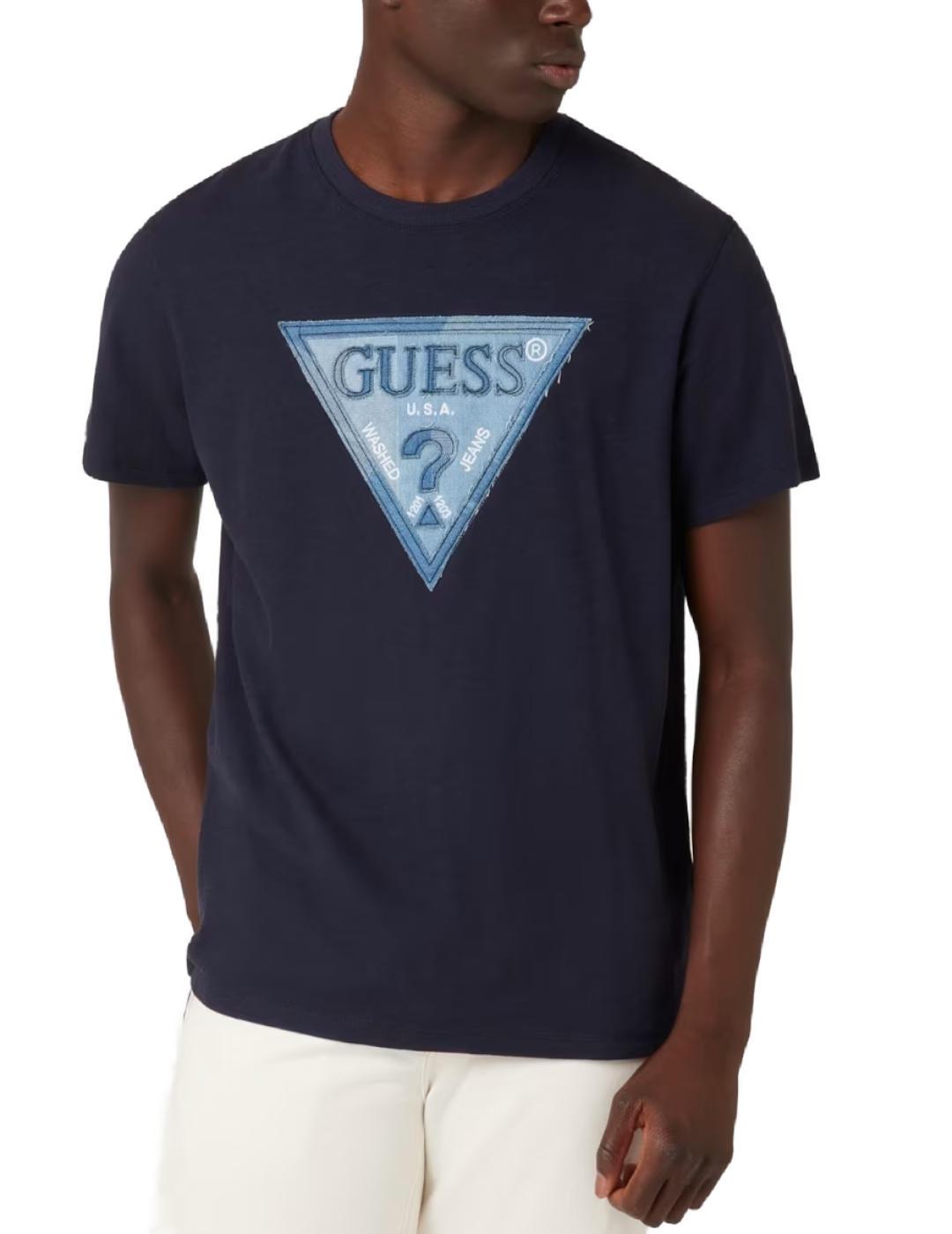 Camiseta Guess Triangle azul marino manga corta para hombre