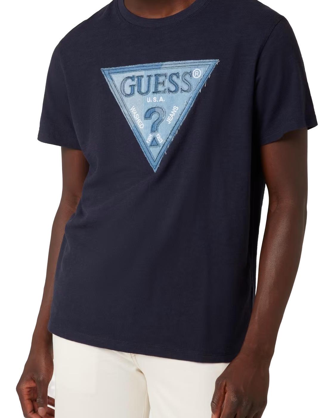 Camiseta Guess Triangle azul marino manga corta para hombre