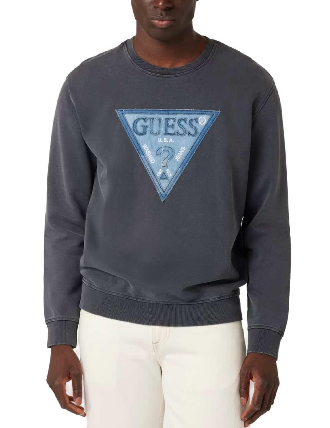 Sudadera Guess Triangle gris oscuro sin capucha para hombre