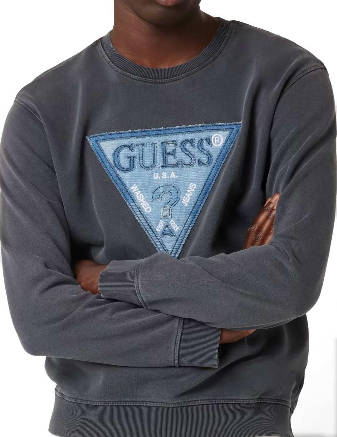 Sudadera Guess Triangle gris oscuro sin capucha para hombre