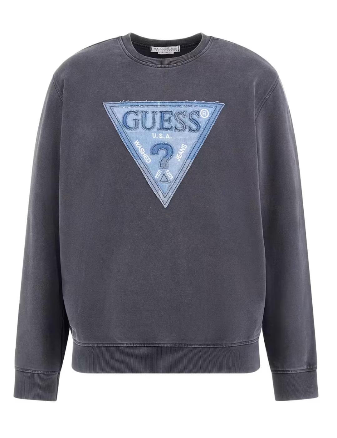 Sudadera Guess Triangle gris oscuro sin capucha para hombre