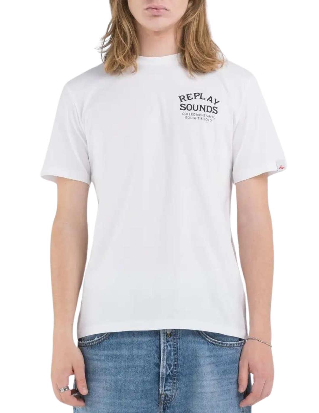 Camiseta Replay inscripción blanca manga corta para hombre