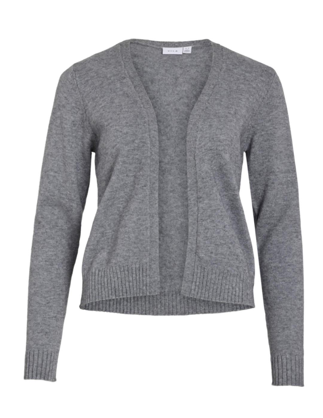 Chaqueta cárdigan Vila Ril en punto gris corta para mujer