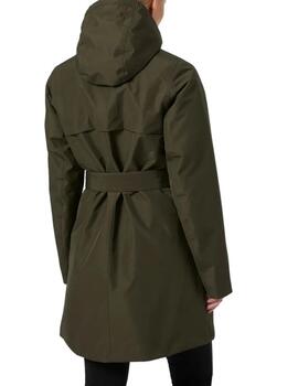 Gabardina impermeable Helly Hansen trench verde para mujer