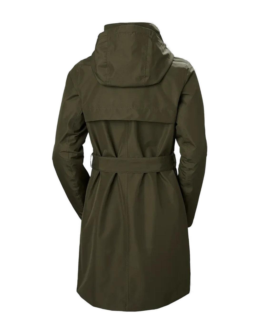 Gabardina impermeable Helly Hansen trench verde para mujer