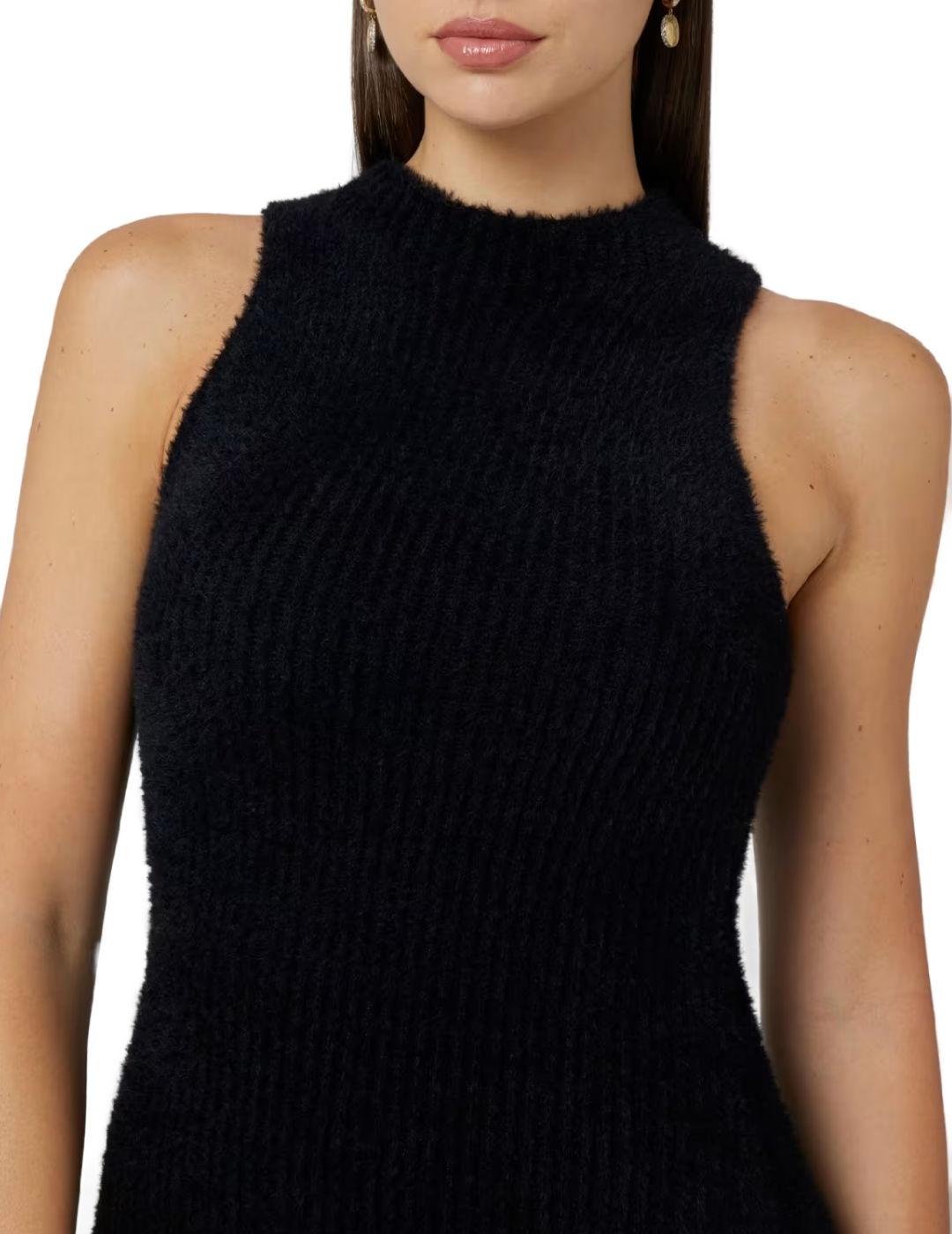 Vestido Guess Vero Fuzzy mini negro borreguillo para mujer