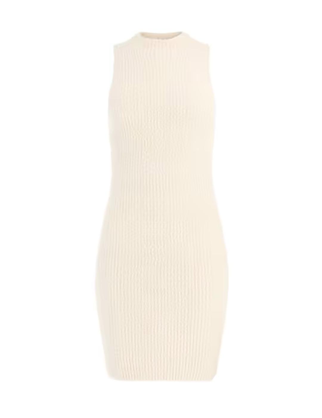 Vestido Guess Vero Fuzzy mini blanco borreguillo para mujer