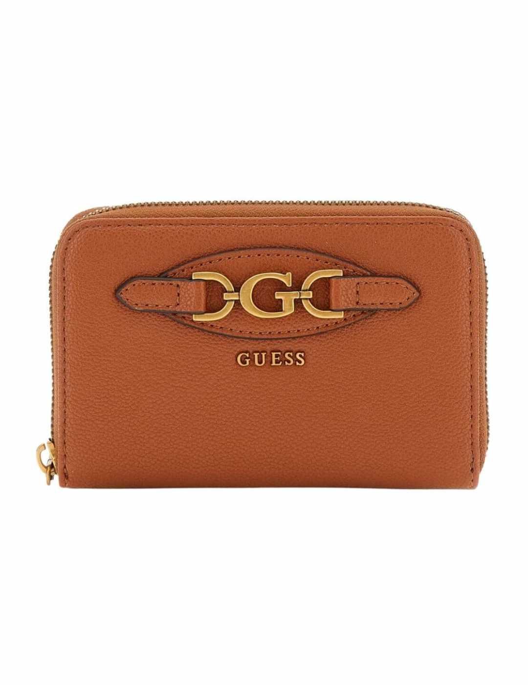 Cartera Guess Malva marrón hebilla dorada para mujer