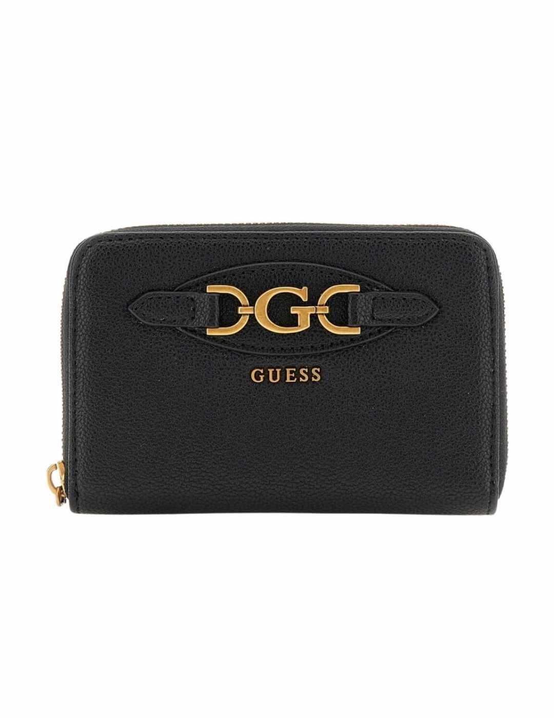 Cartera Guess Malva negro hebilla dorada para mujer