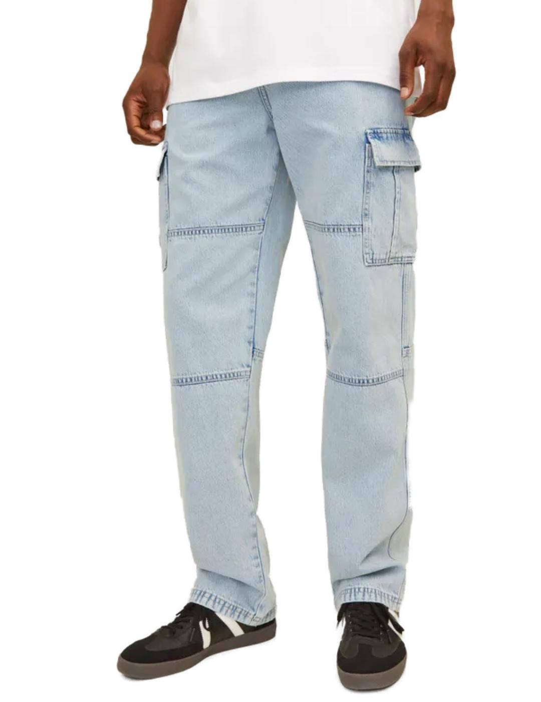 Pantalón vaquero Jack&Jones Eddie cargo azul claro de hombre