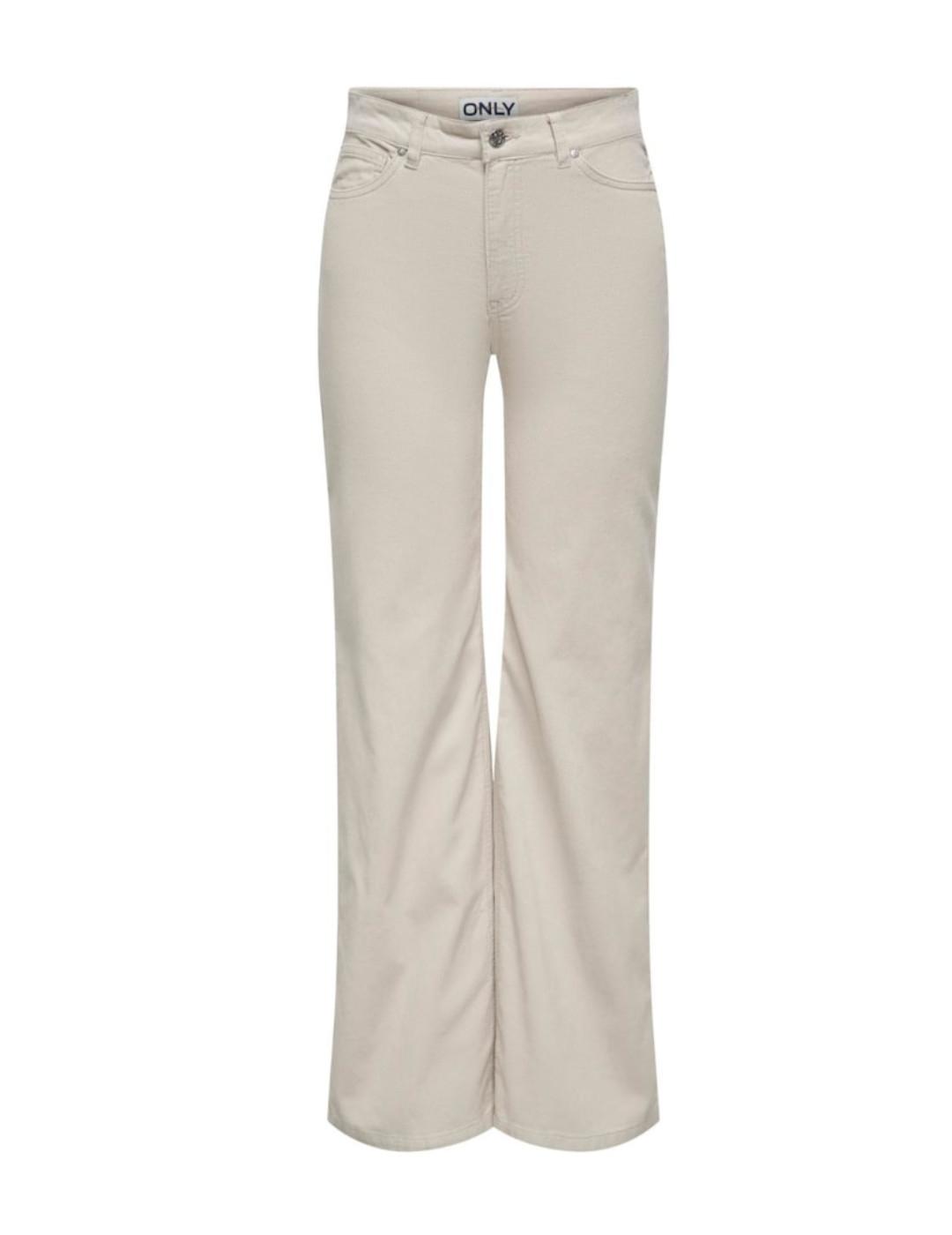 Pantalón vaquero Only Madison beige wide leg para mujer