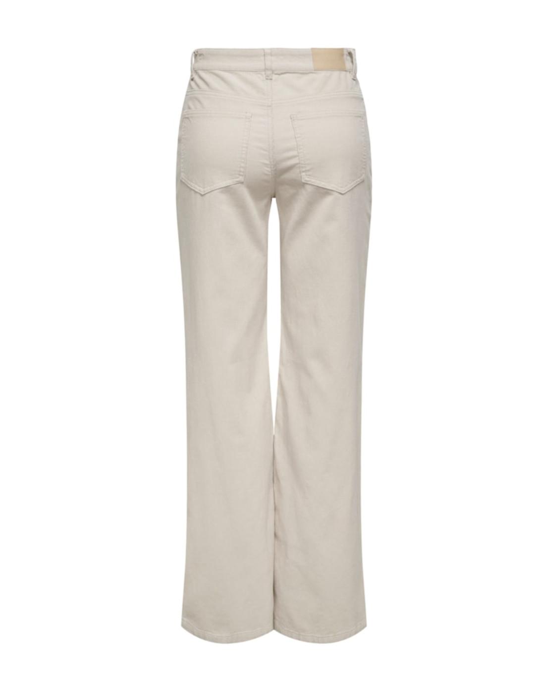 Pantalón vaquero Only Madison beige wide leg para mujer