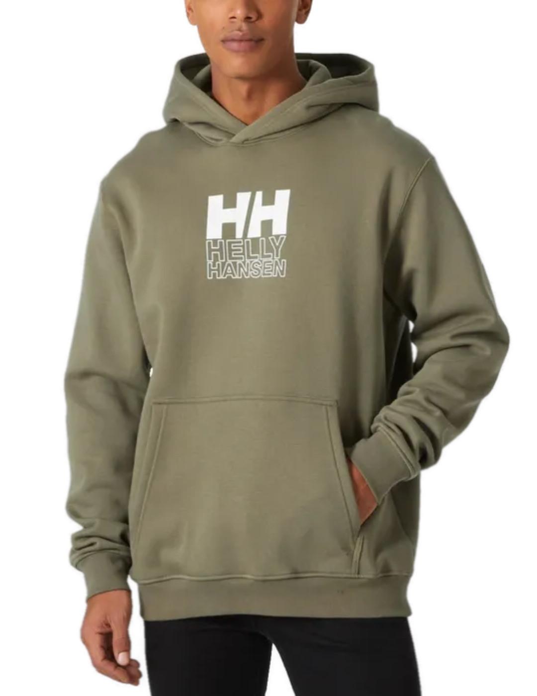 Sudadera Helly Hansen capucha verde regular para hombre