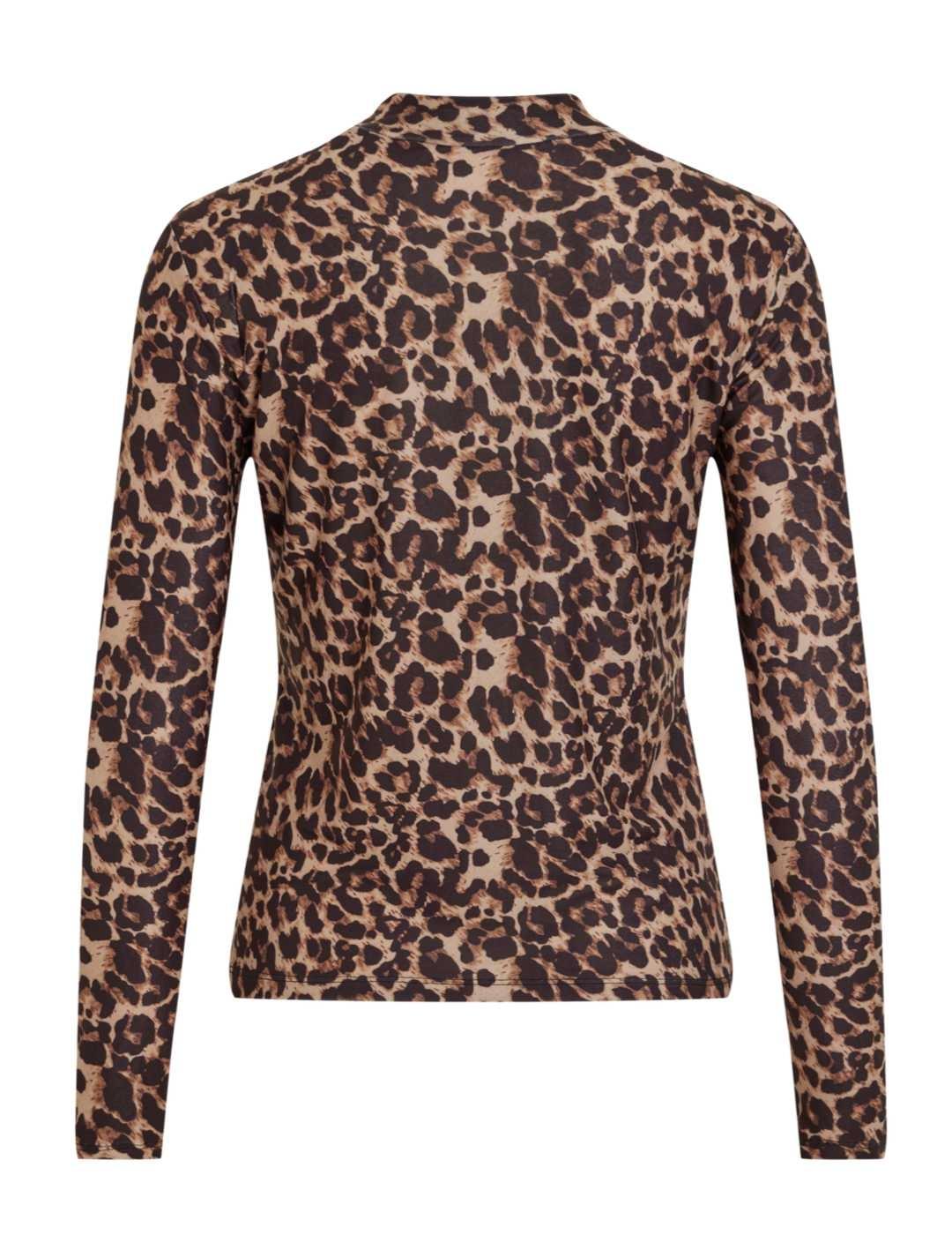 Camiseta Vila Leoda manga larga leopardo regular para mujer