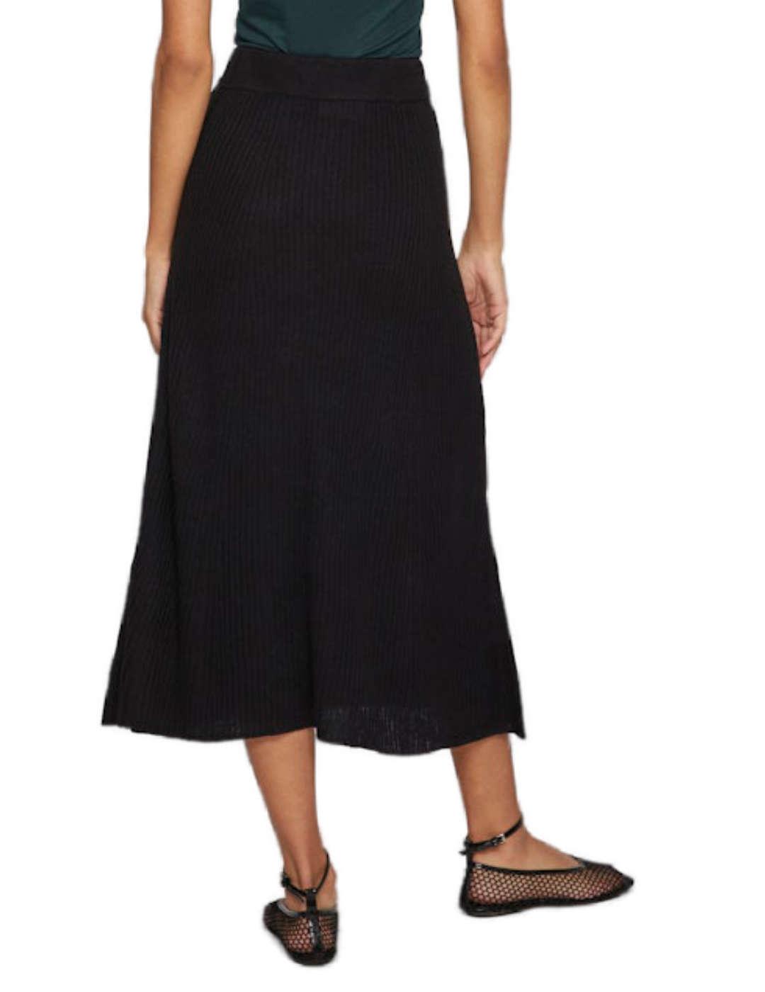 Falda midi Vila Olina negro de punto para mujer