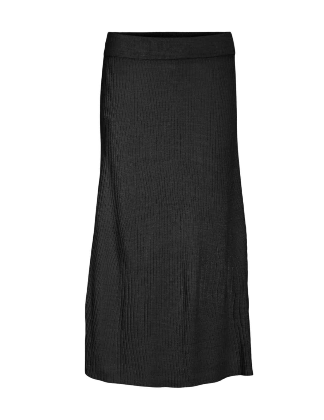 Falda midi Vila Olina negro de punto para mujer