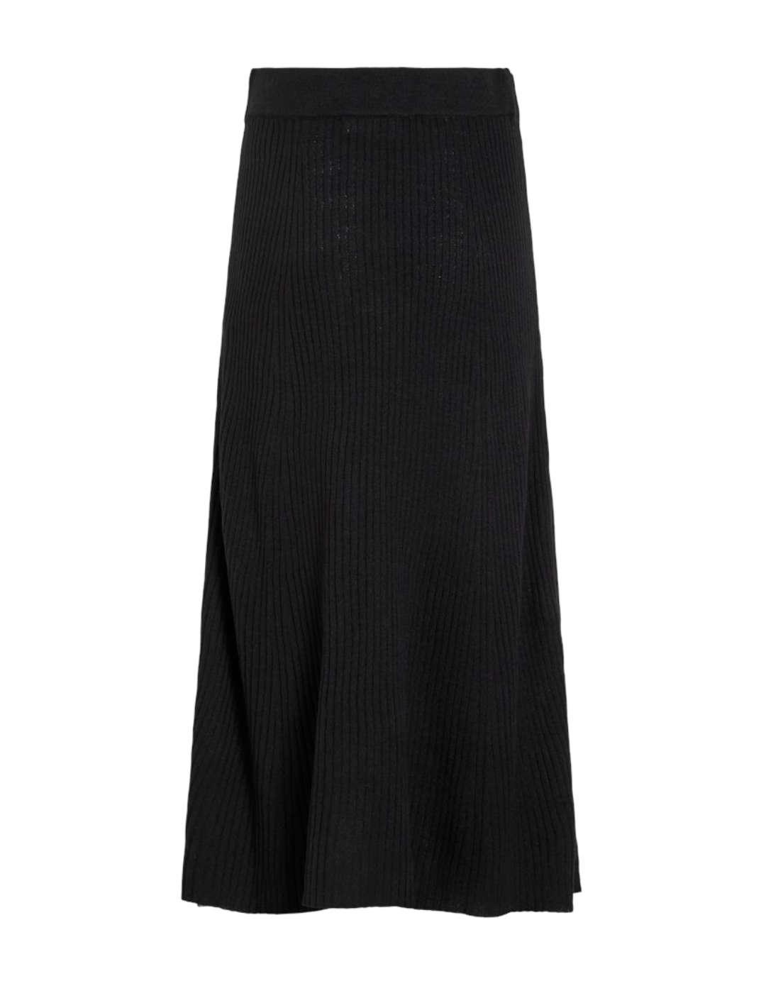 Falda midi Vila Olina negro de punto para mujer