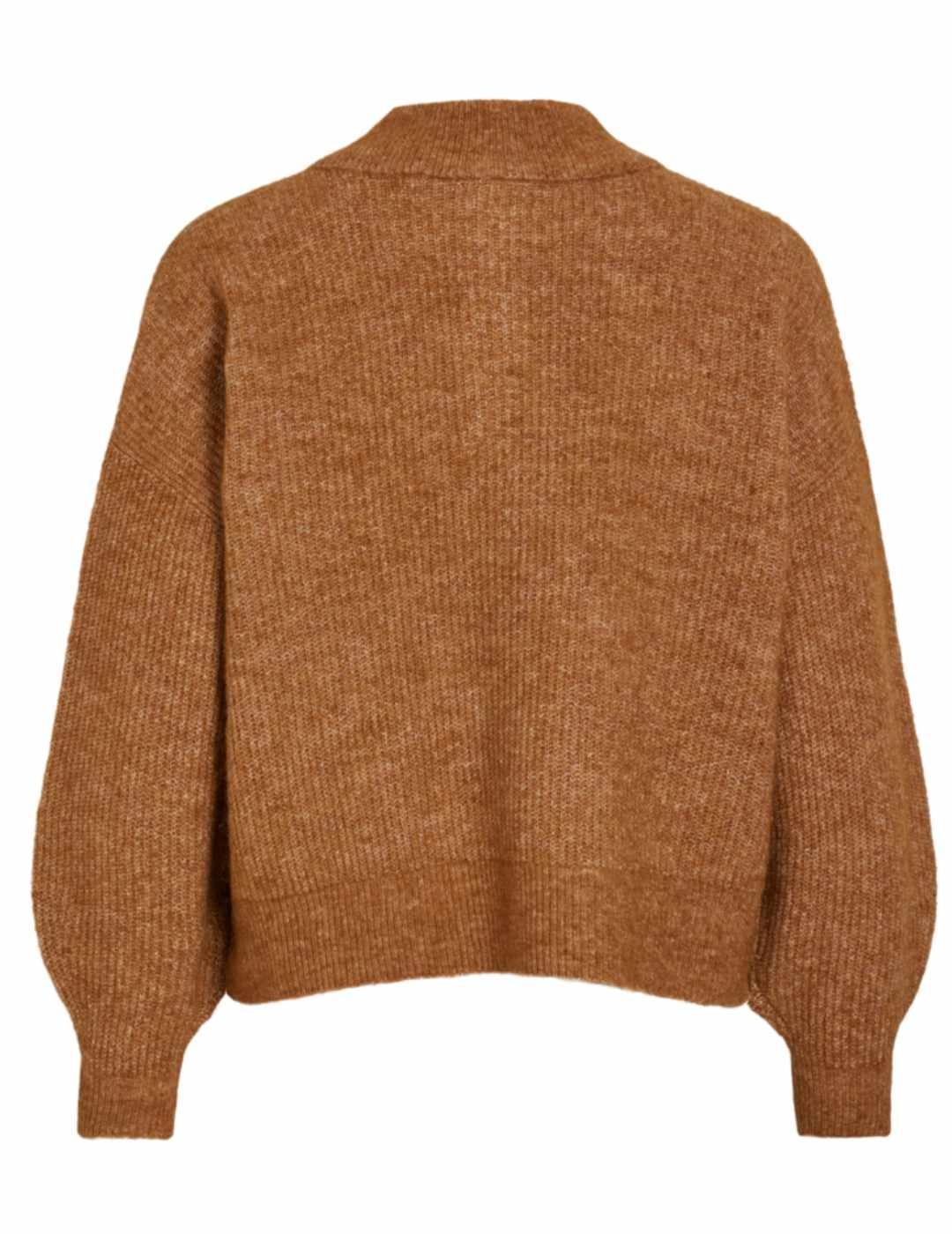 Jersey de lana Vila Alva camel cuello perkins para mujer