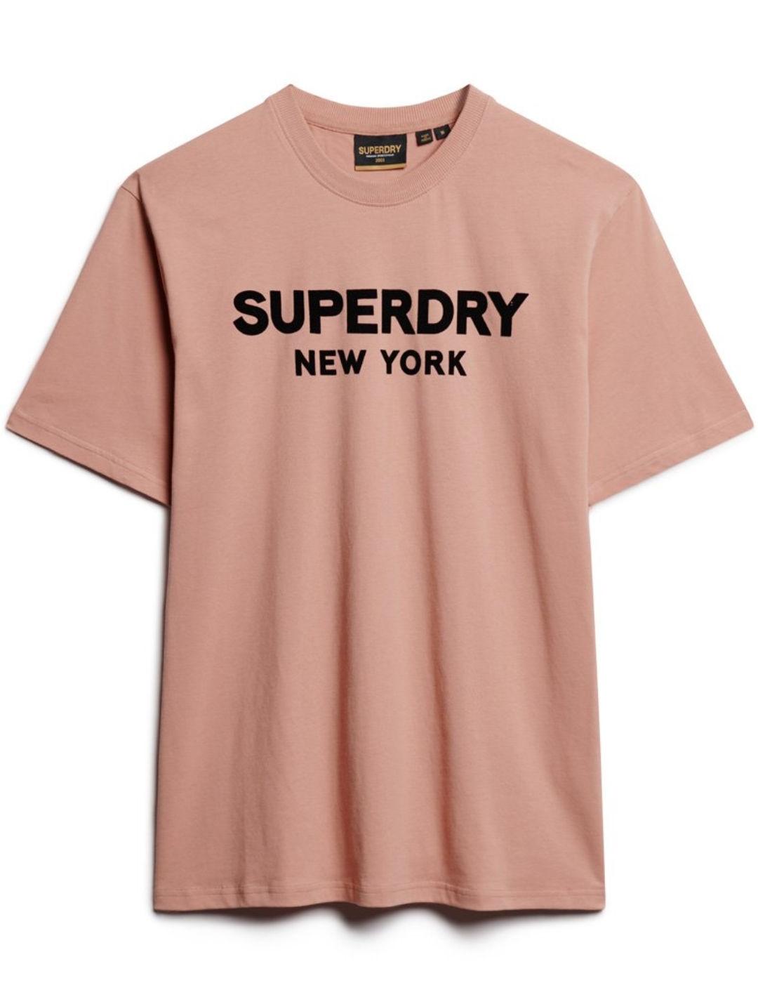 Camiseta Superdry Luxury salmón manga corta para hombre